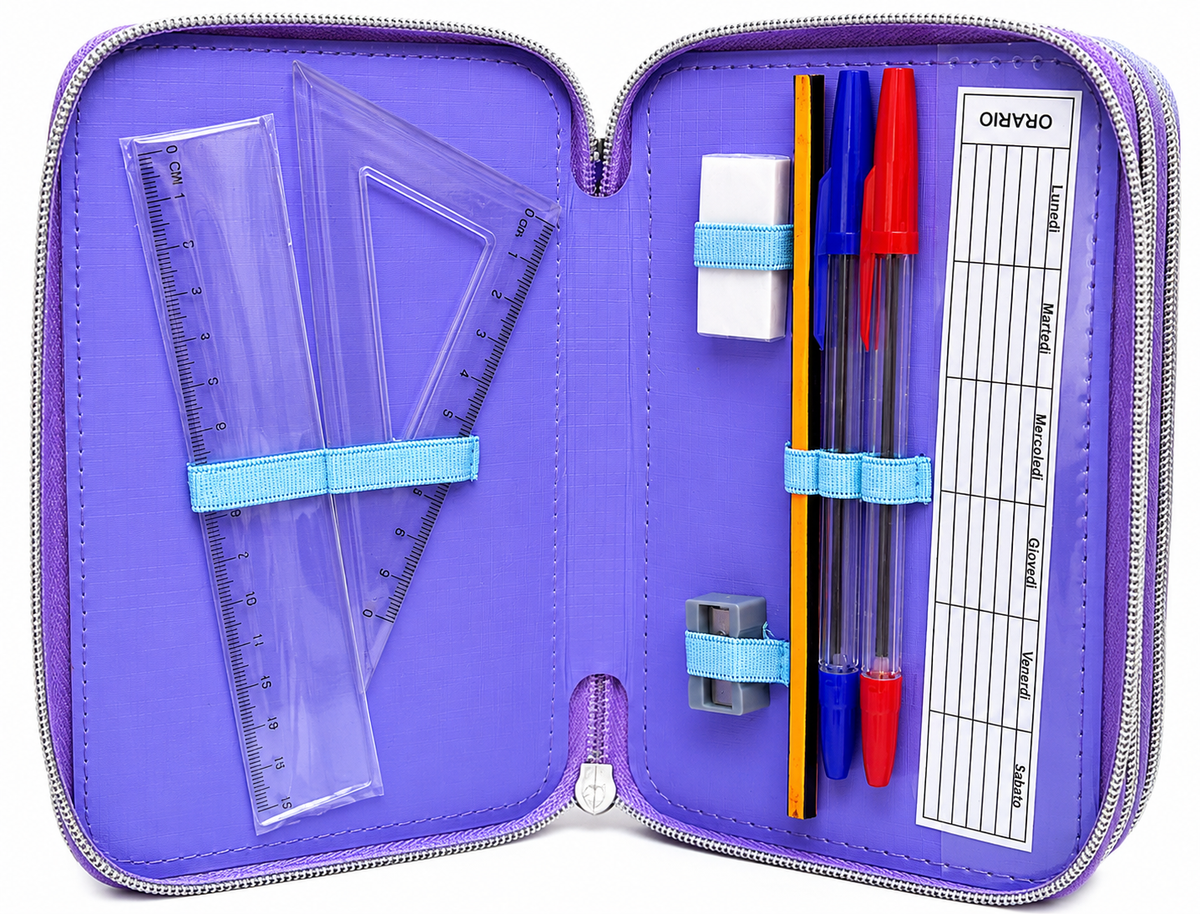 Astuccio Scuola 3d Frozen DISNEY Multiscomparto 3 Zip Portacolori Pennarelli Giotto - Fr0832