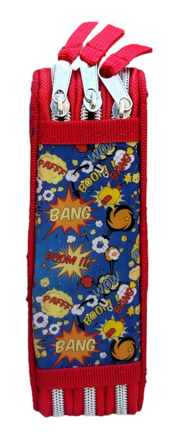 Astuccio Scuola 3d Masked Man Supereroe  Multiscomparto 3 Zip Portacolori Pennarelli Giotto - Hr0832