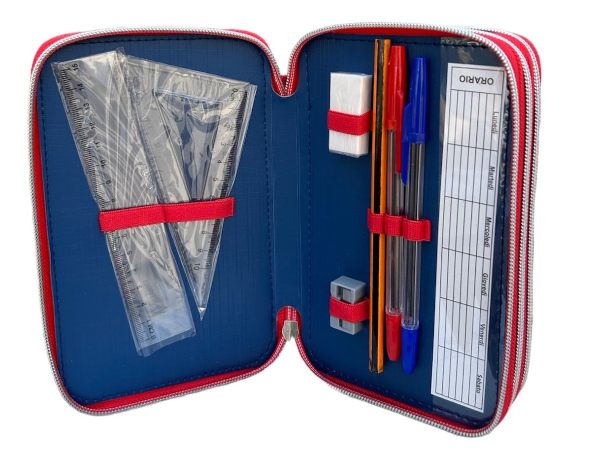 Astuccio Scuola 3d Masked Man Supereroe  Multiscomparto 3 Zip Portacolori Pennarelli Giotto - Hr0832