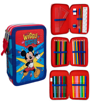 Astuccio Scuola 3d Topolino DISNEY Multiscomparto 3 Zip Portacolori Pennarelli Giotto - Mic0832