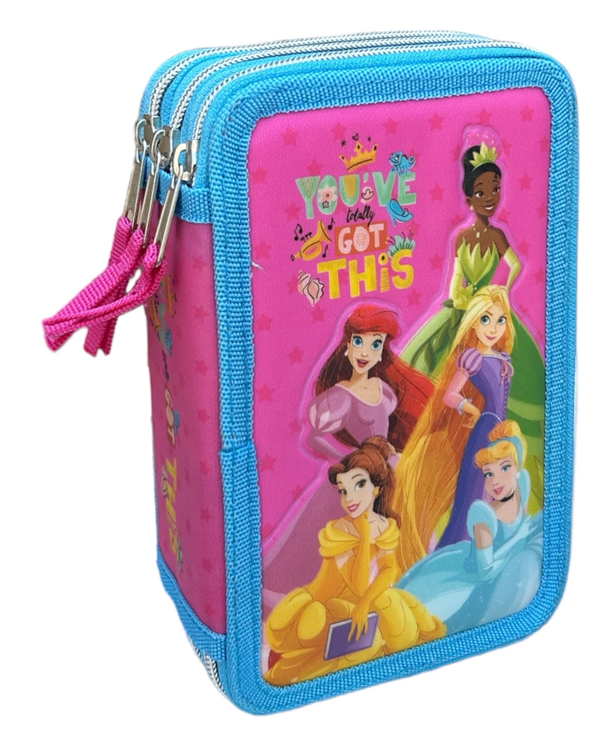 Astuccio Scuola 3d Principesse DISNEY Multiscomparto 3 Zip Portacolori Pennarelli Giotto - Pr0832