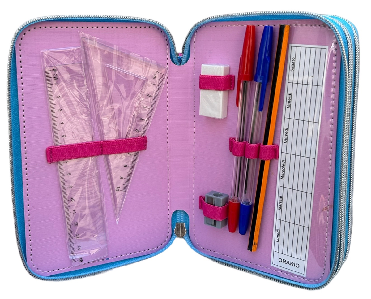 Astuccio Scuola 3d Principesse DISNEY Multiscomparto 3 Zip Portacolori Pennarelli Giotto - Pr0832