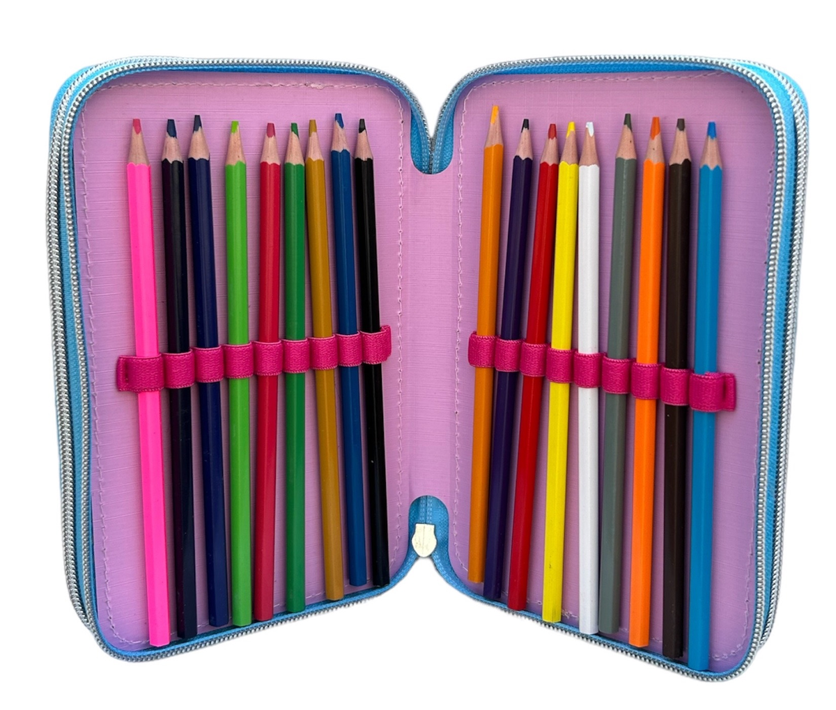 Astuccio Scuola 3d Principesse DISNEY Multiscomparto 3 Zip Portacolori Pennarelli Giotto - Pr0832