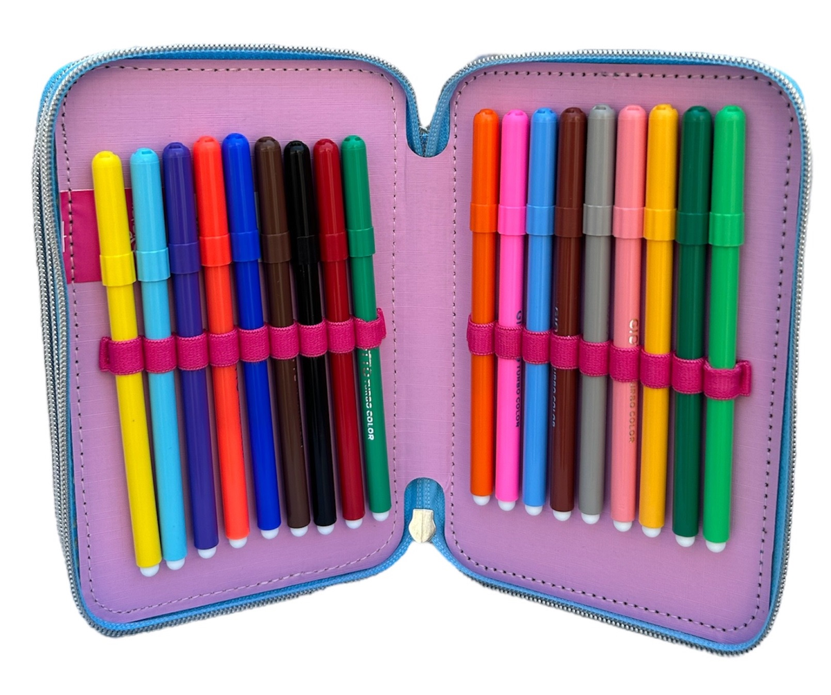 Astuccio Scuola 3d Principesse DISNEY Multiscomparto 3 Zip Portacolori Pennarelli Giotto - Pr0832