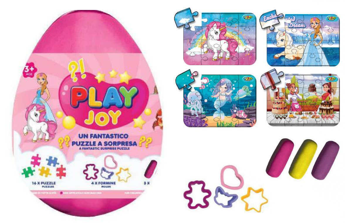 Uovo Sorpresa con Puzzle Formine e Plastilina Rosa - Pla0023