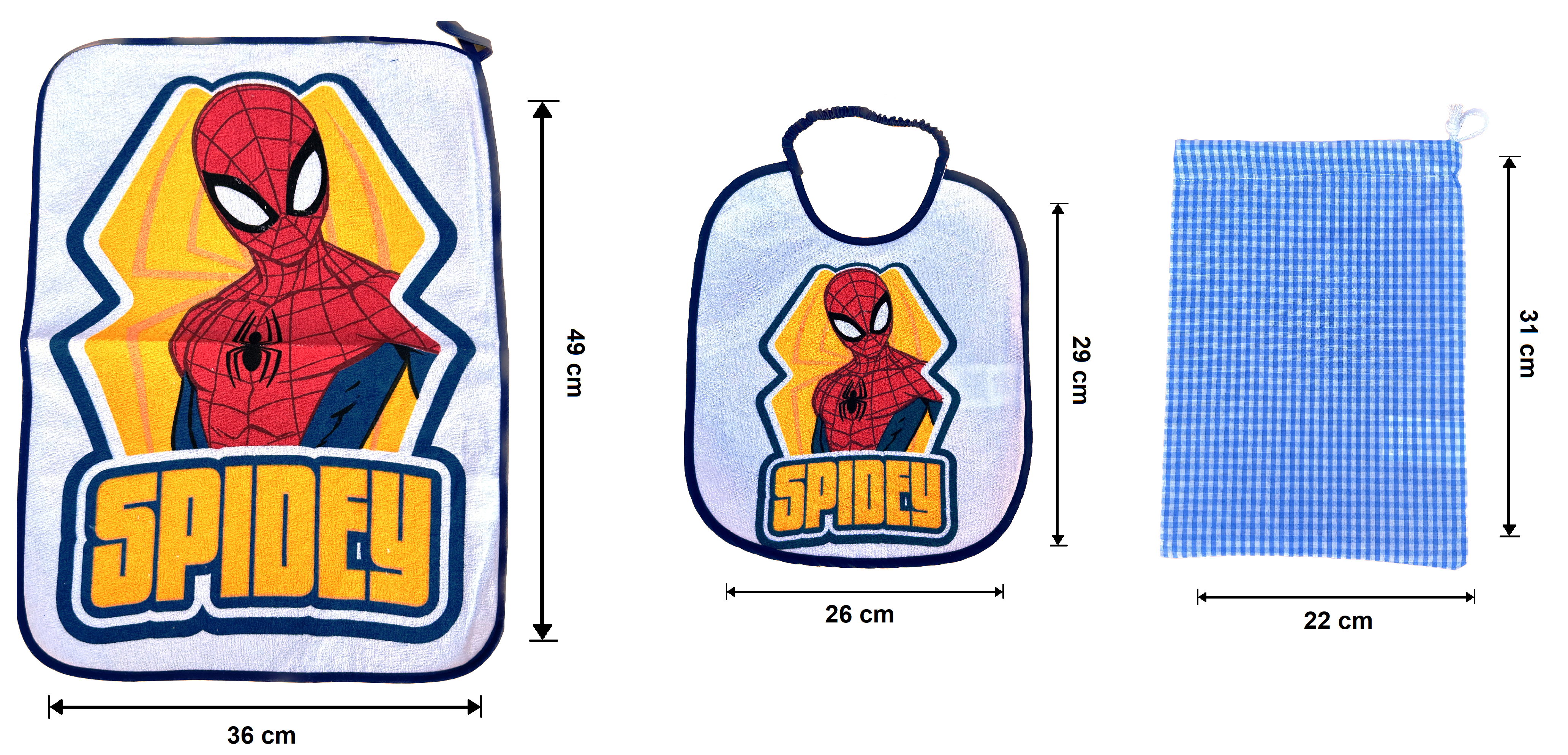 Set Asilo 3 Pezzi Spiderman MARVEL Bavetta con Elastico Tovaglietta Sacca - Spi0940