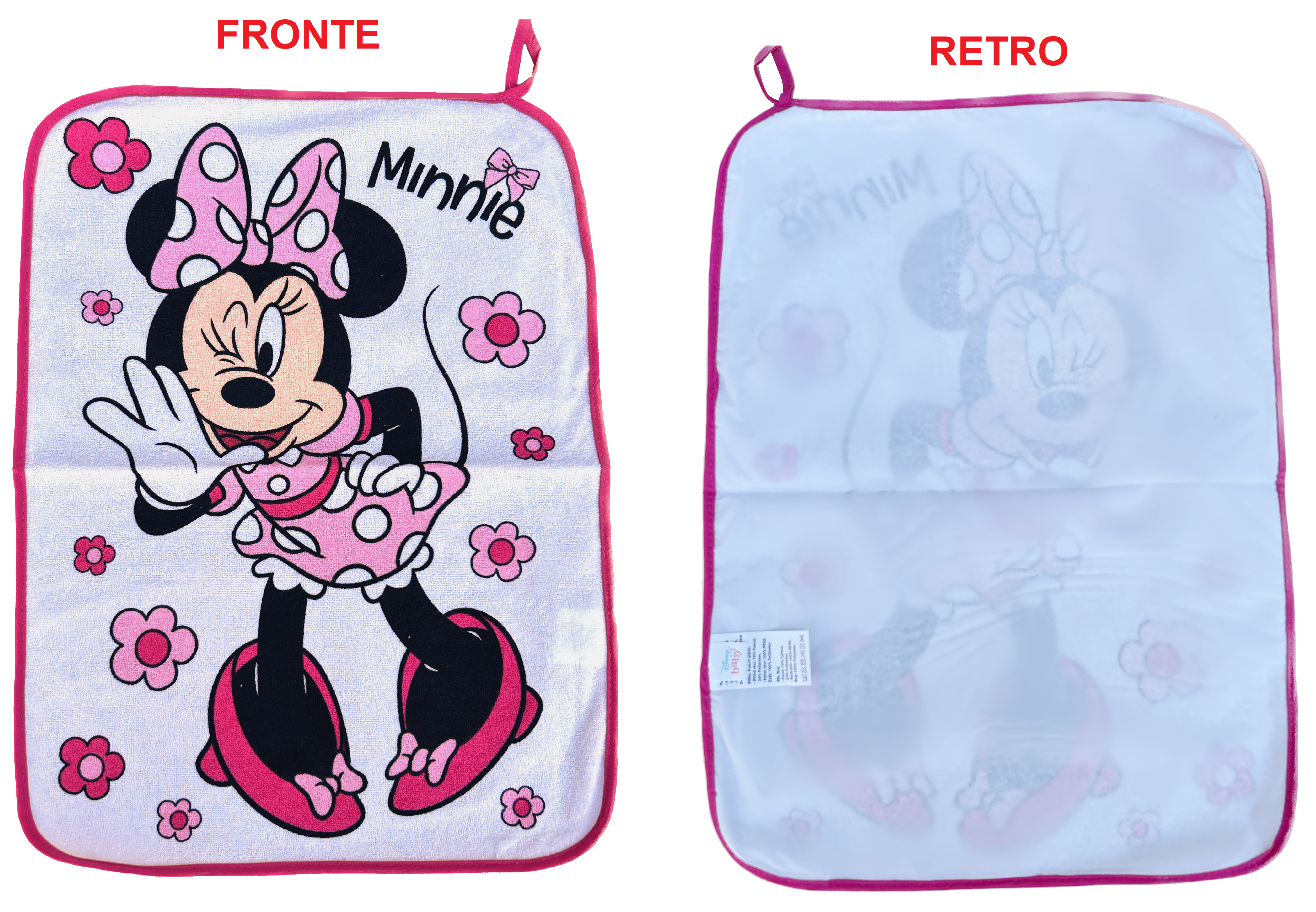 Set Asilo 3 Pezzi Minnie DISNEY Bavetta con Elastico Tovaglietta Sacca - Min0941