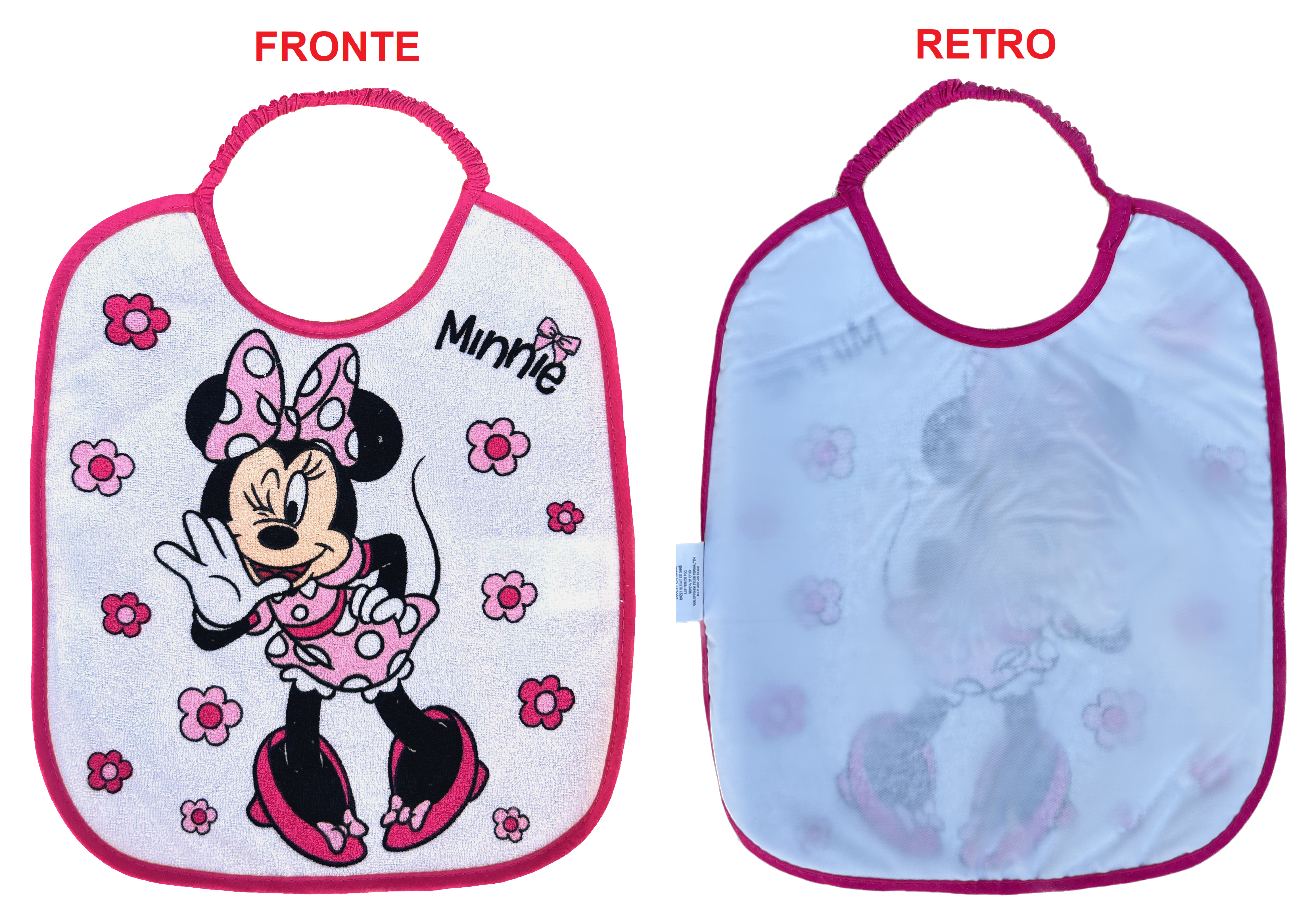 Set Asilo 3 Pezzi Minnie DISNEY Bavetta con Elastico Tovaglietta Sacca - Min0941