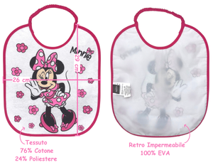 Set Asilo 3 Pezzi Minnie DISNEY Bavetta con Elastico Tovaglietta Sacca - Min0941