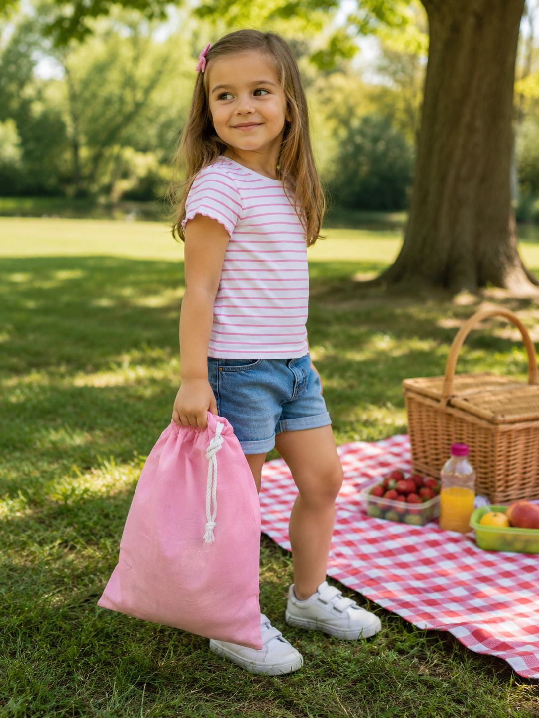 Set Asilo 3 Pezzi Minnie DISNEY Bavetta con Elastico Tovaglietta Sacca - Min0941