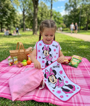 Set Asilo 3 Pezzi Minnie DISNEY Bavetta con Elastico Tovaglietta Sacca - Min0941