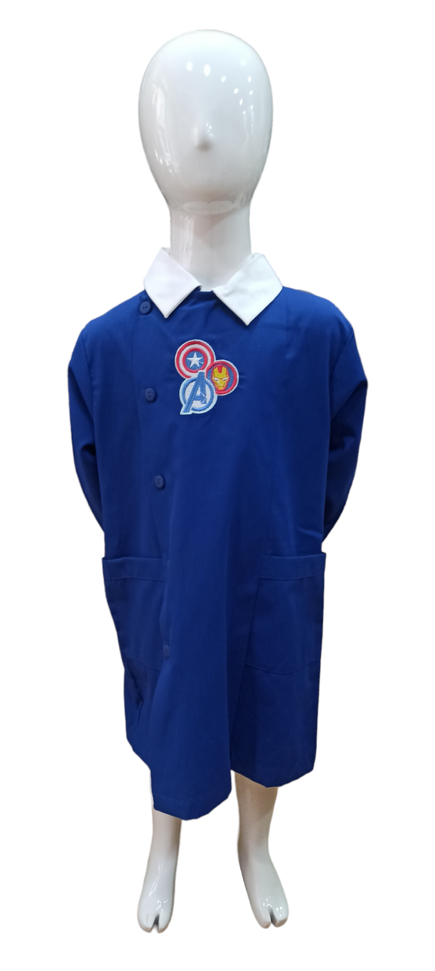Grembiule Avengers MARVEL Scuola Elementare Ricamato Tinta Unita Cotone - Ave0508