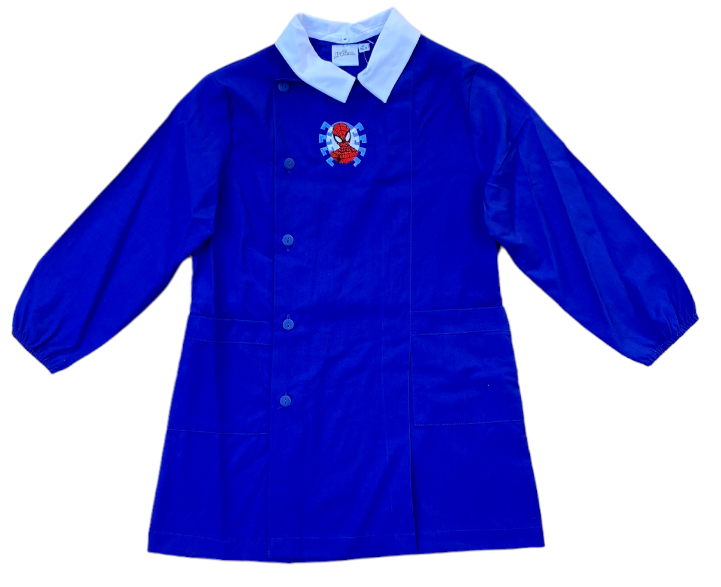 Grembiule Spiderman MARVEL Scuola Elementare Ricamato Tinta Unita Cotone - Spm0505