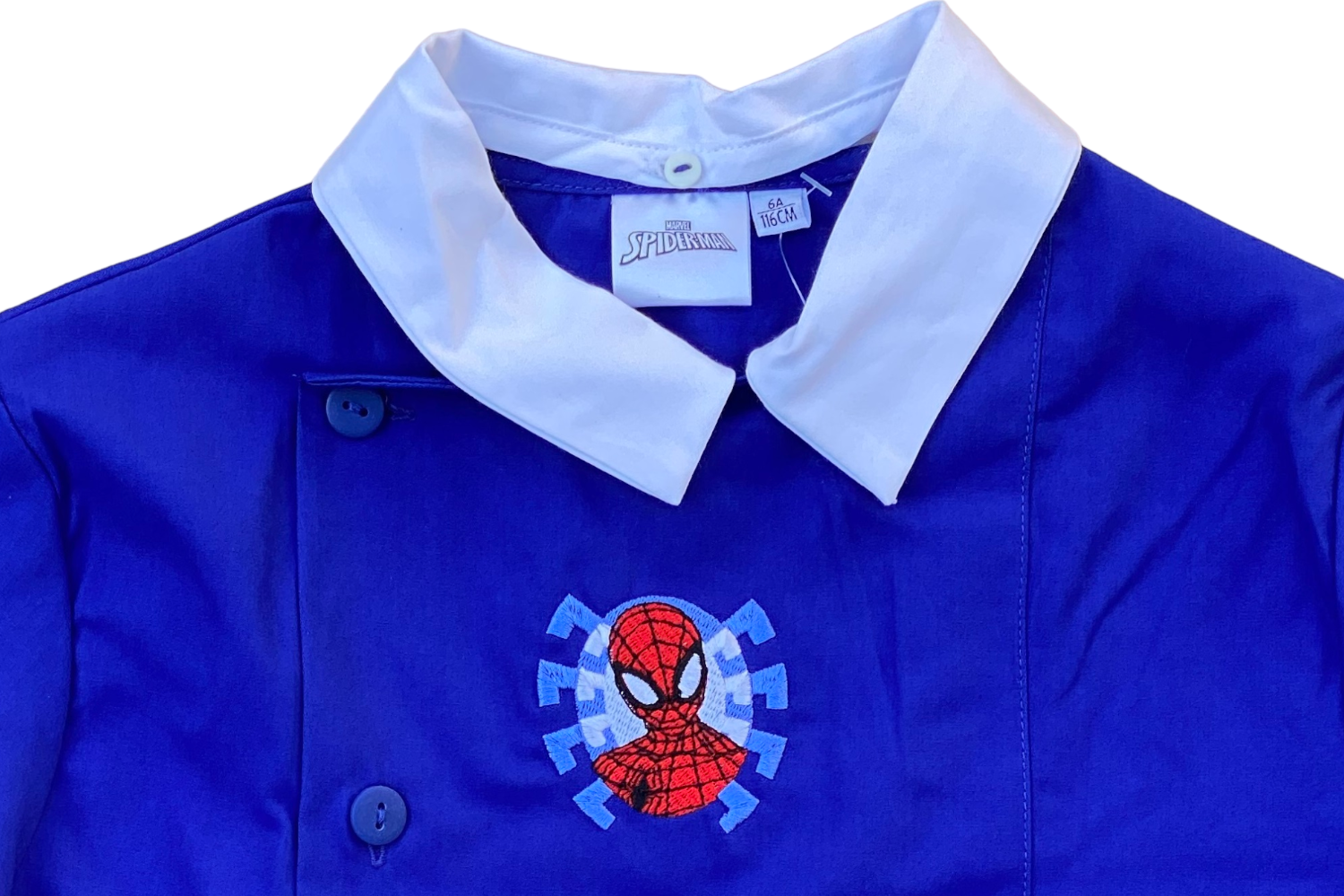 Grembiule Spiderman MARVEL Scuola Elementare Ricamato Tinta Unita Cotone - Spm0505