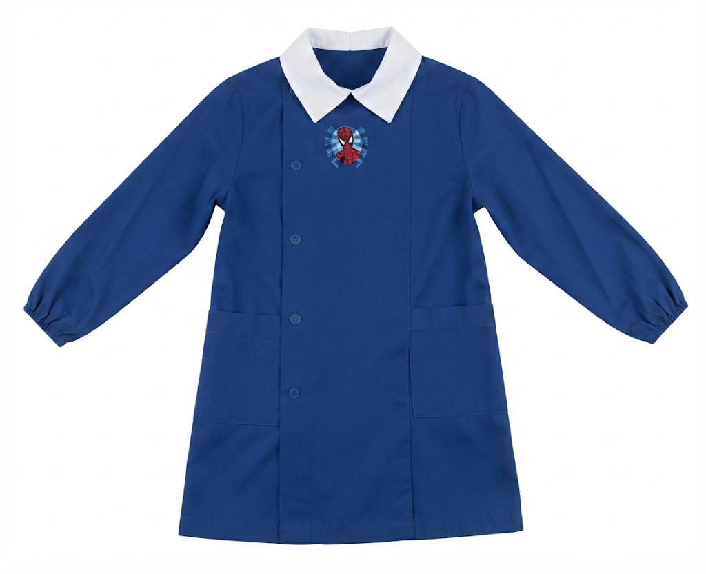 Grembiule Spiderman MARVEL Scuola Elementare Ricamato Tinta Unita Cotone - Spm0505