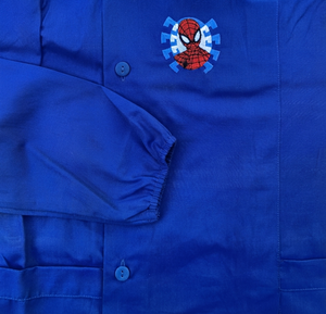 Grembiule Spiderman MARVEL Scuola Elementare Ricamato Tinta Unita Cotone - Spm0505