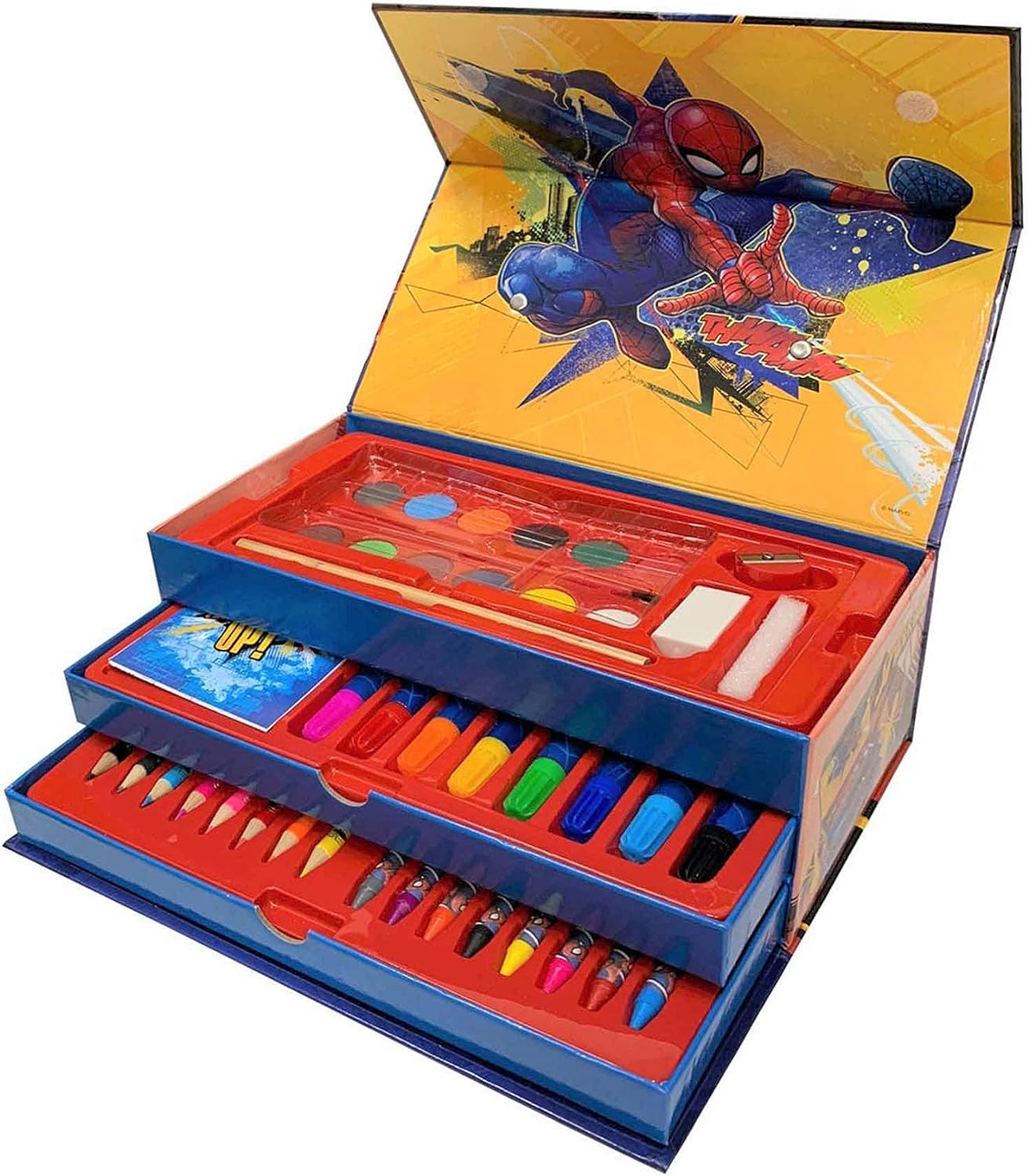 Colori Spiderman MARVEL Uomo Ragno Pennarelli Acquerelli e Pastelli con Cassetti