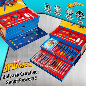 Colori Spiderman MARVEL Uomo Ragno Pennarelli Acquerelli e Pastelli con Cassetti