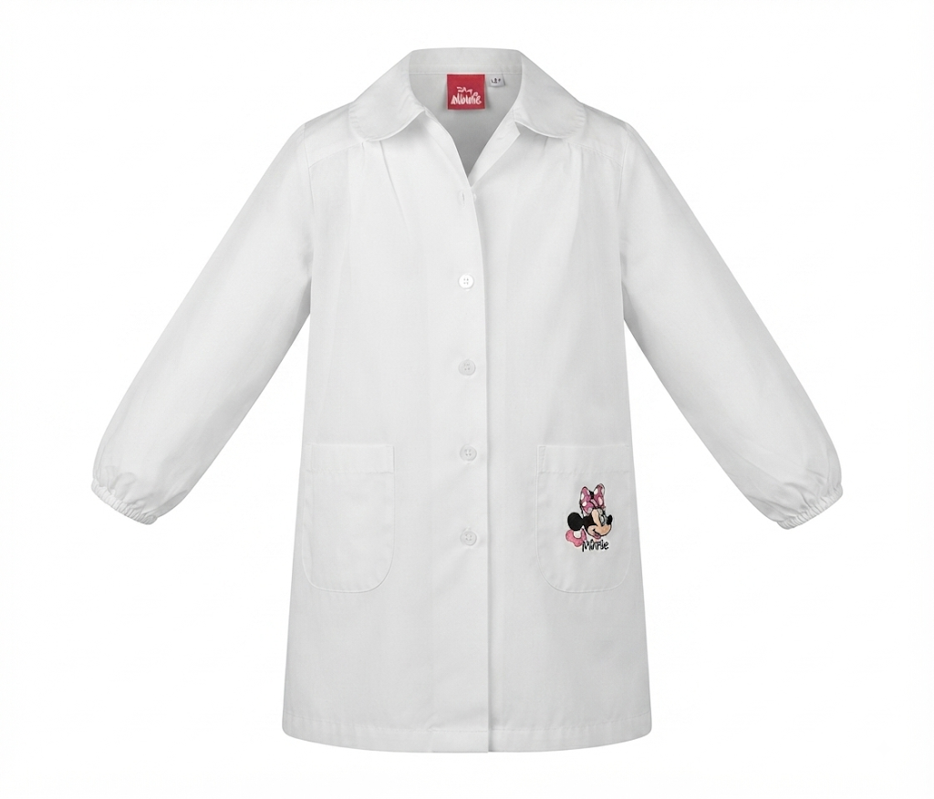 Grembiule Minnie DISNEY Scuola Elementare Ricamato Tinta Unita Cotone - Min0521