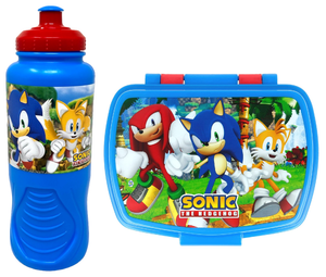 Set Borraccia e Portamerenda Sonic 2 Pezzi in Plastica Riutilizzabile Bpa Free