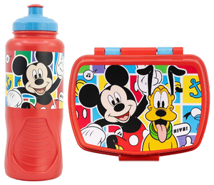 Set Borraccia e Portamerenda Topolino DISNEY 2 Pezzi in Plastica Riutilizzabile Bpa Free
