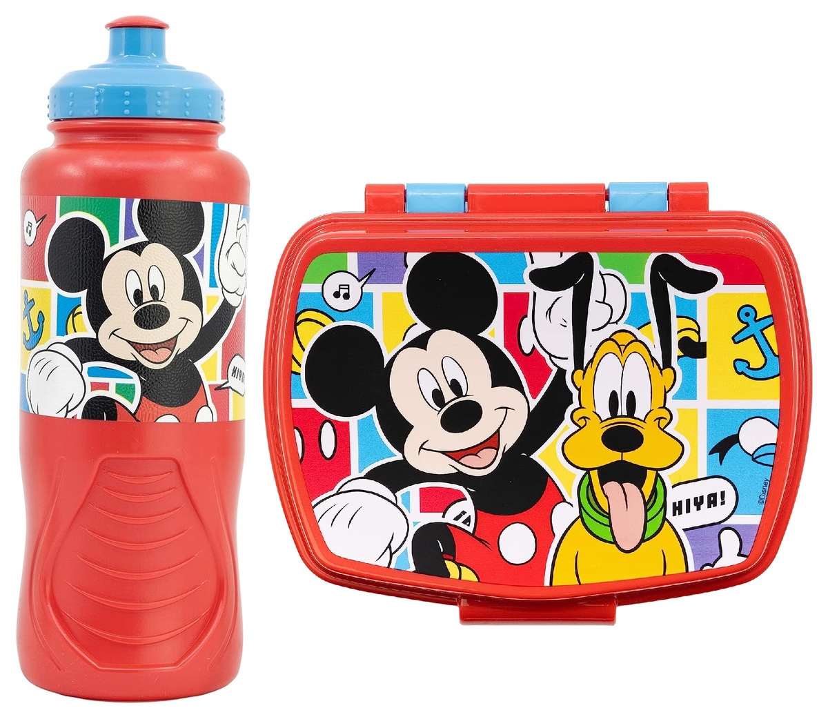 Set Borraccia e Portamerenda Topolino DISNEY 2 Pezzi in Plastica Riutilizzabile Bpa Free