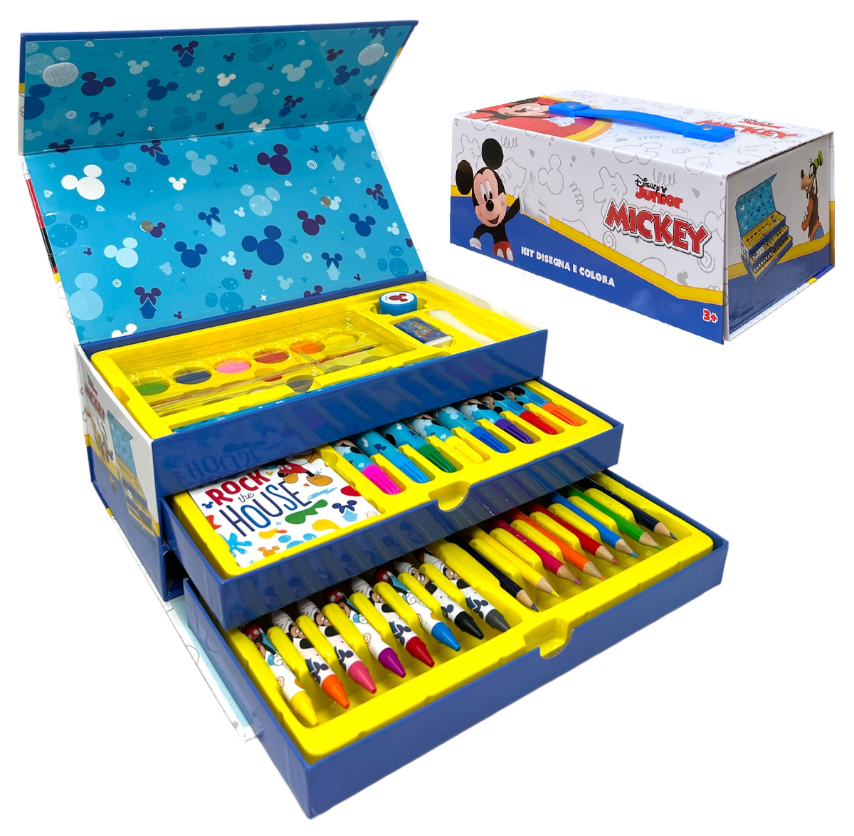 Colori Topolino Mickey DISNEY Pennarelli Acquerelli e Pastelli con Cassetti