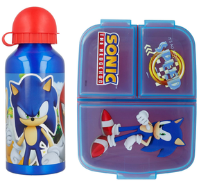 Set Borraccia in Alluminio e Portamerenda Multiscomparto Sonic 2 Pezzi Bpa Free