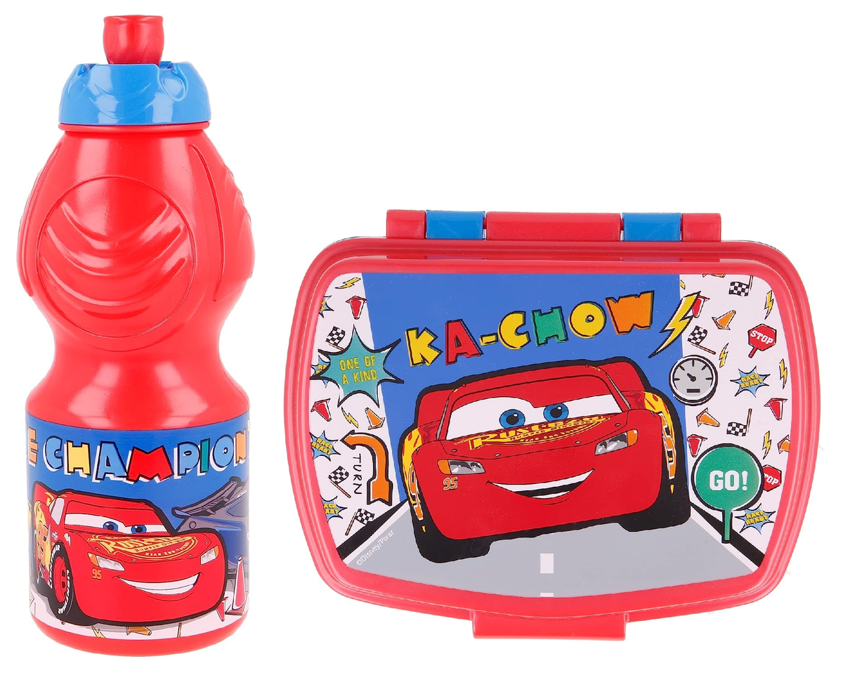 Set Borraccia e Portamerenda Cars DISNEY 2 Pezzi in Plastica Riutilizzabile Bpa Free