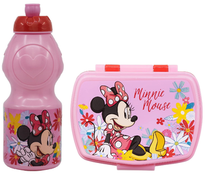 Set Borraccia e Portamerenda Minnie DISNEY 2 Pezzi in Plastica Riutilizzabile Bpa Free