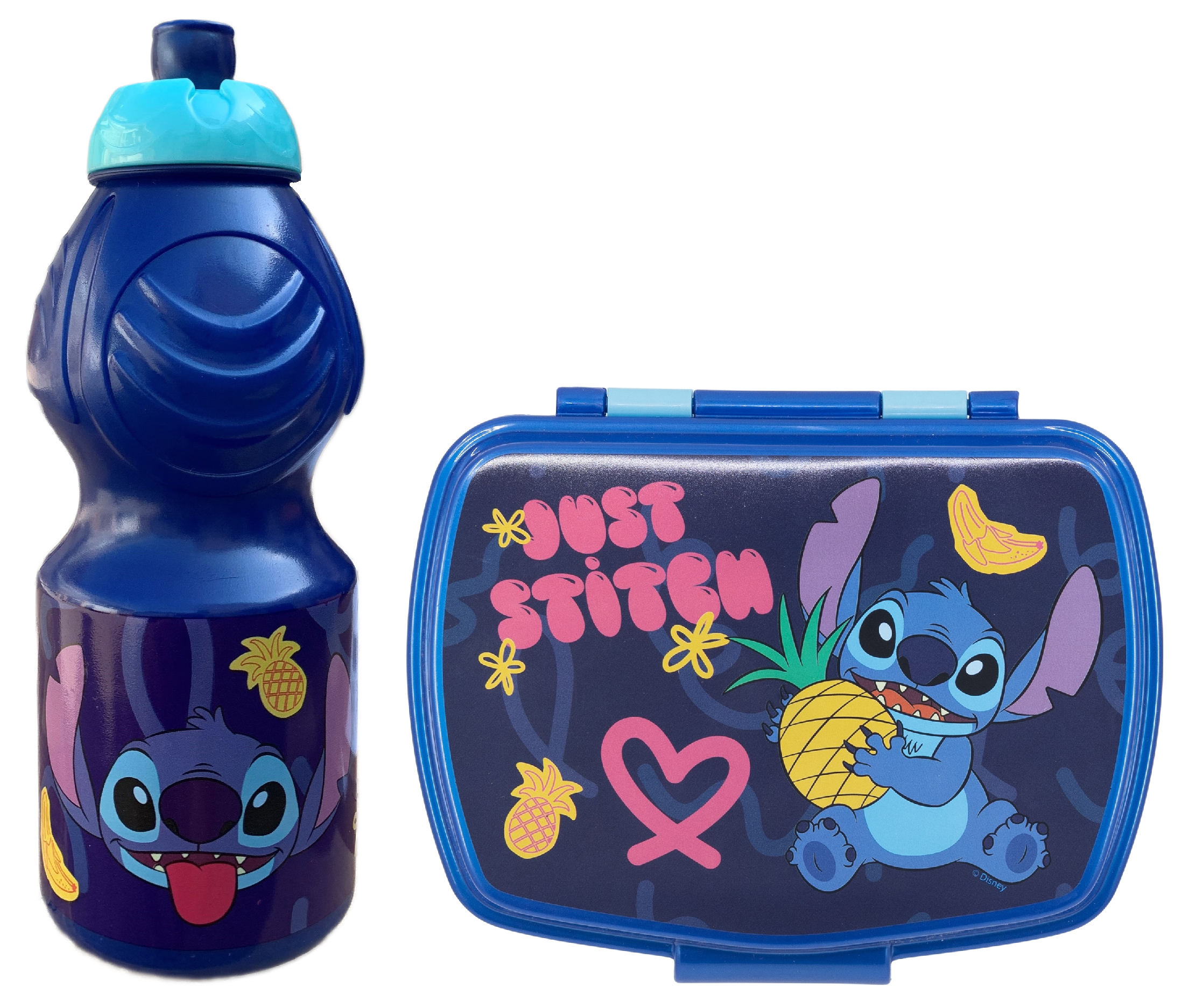 Set Borraccia e Portamerenda Stitch DISNEY 2 Pezzi in Plastica Riutilizzabile Bpa Free
