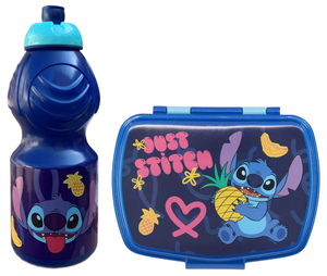 Set Borraccia e Portamerenda Stitch DISNEY 2 Pezzi in Plastica Riutilizzabile Bpa Free