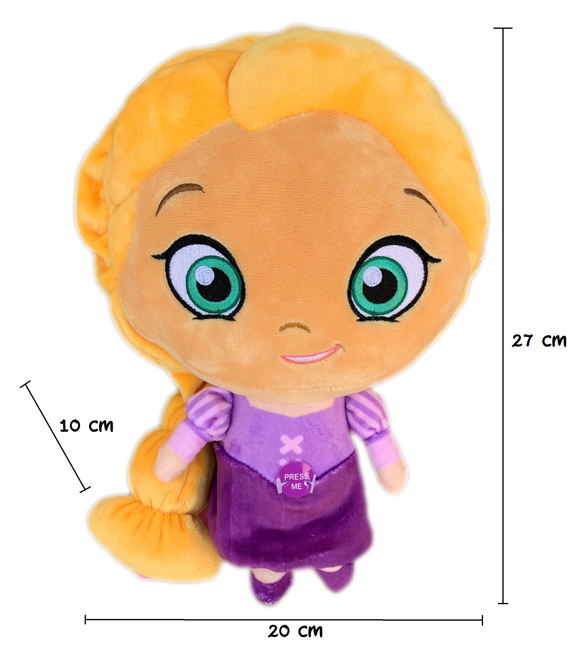 Peluche Rapunzel Principesse DISNEY Testone Pupazzo con Suono CM 28 - Dsp20-9350-1
