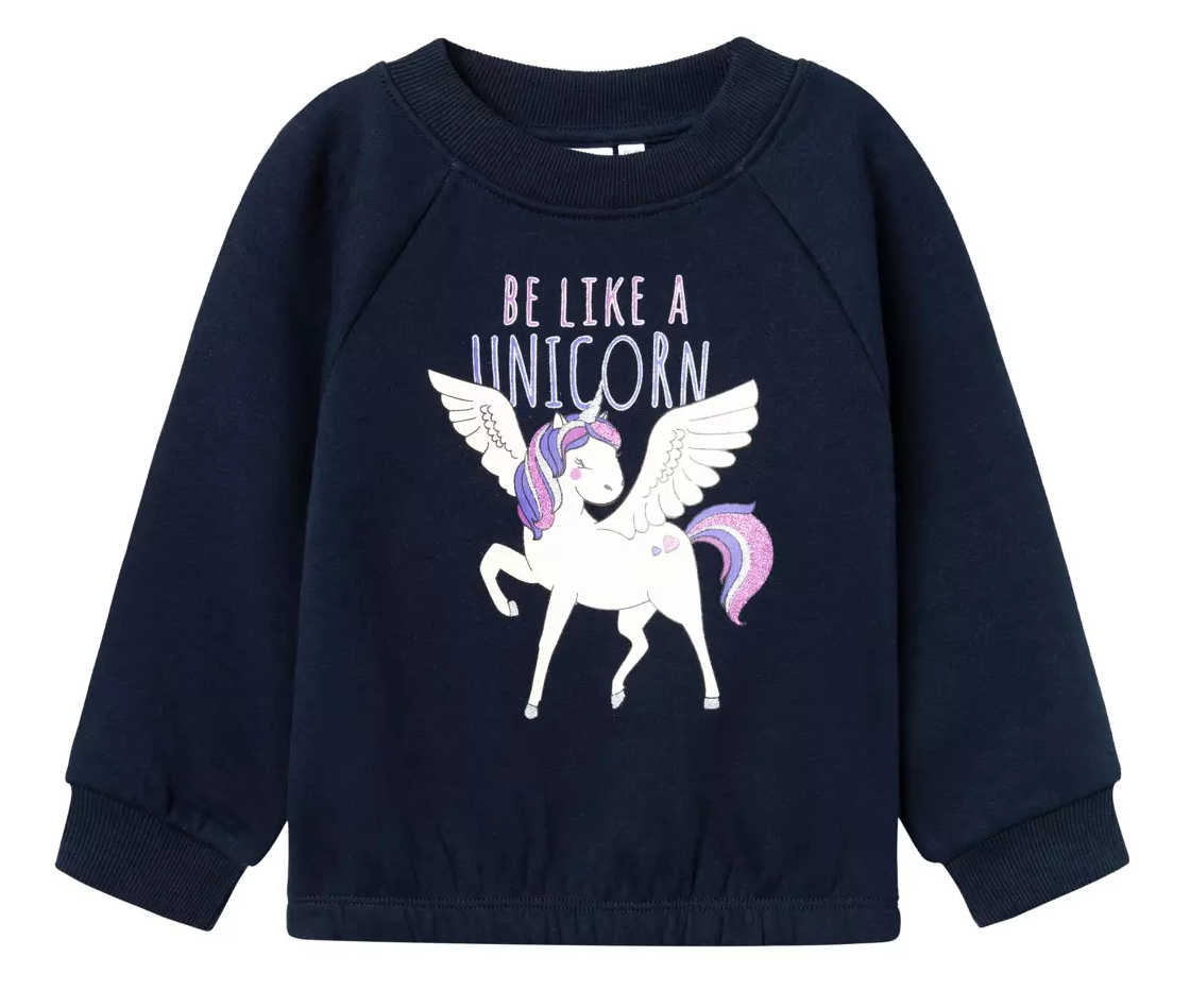 Felpa Unicorno Maglione Maglietta Bambina - 13219948blu
