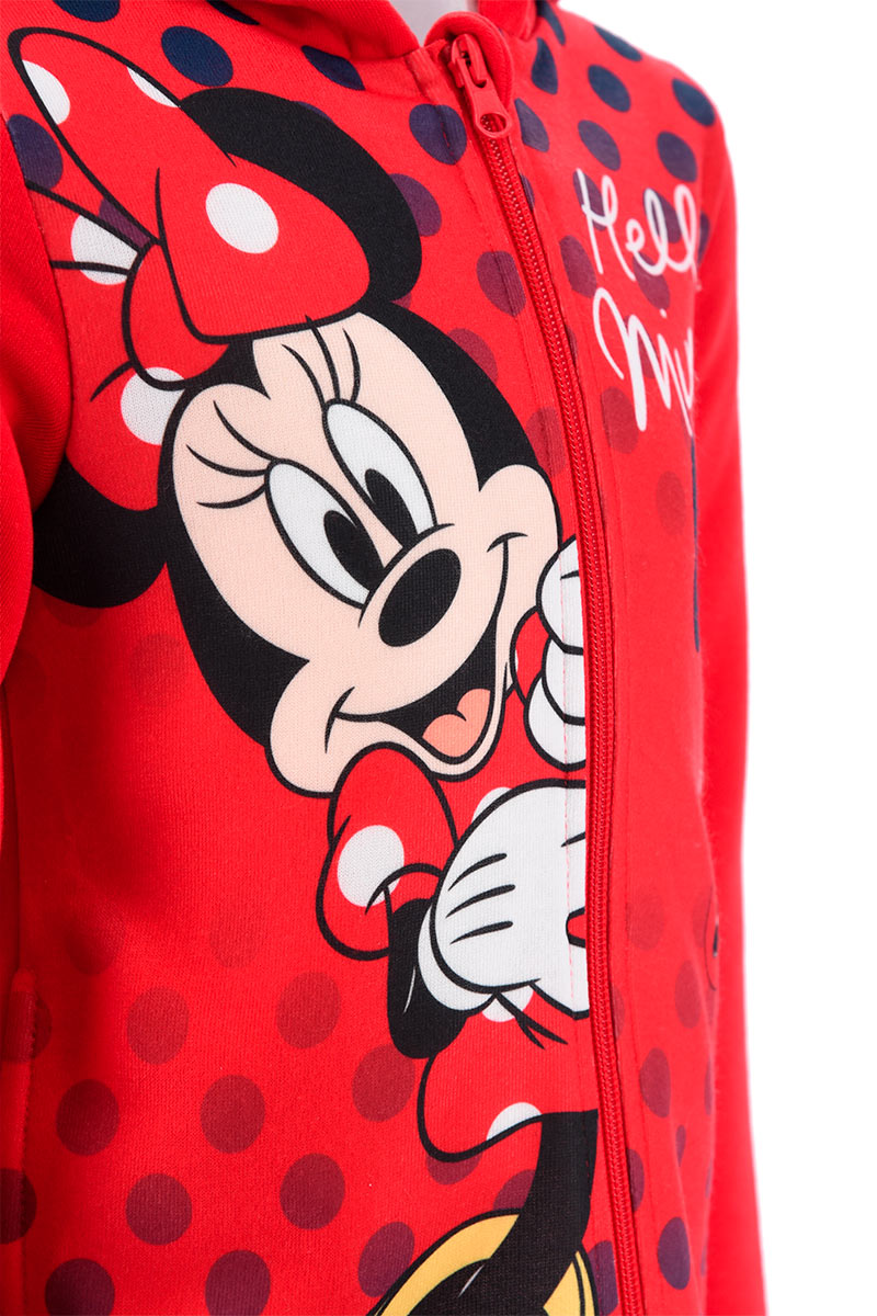 Felpa con Zip e Cappuccio Minnie DISNEY Bambina Sun City - Hw1073rosso