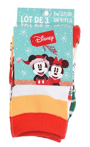 Calzini 3 Pezzi Natale Topolino Pluto DISNEY in Spugna Tre Paia Bambini - Hw0692