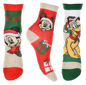 Calzini 3 Pezzi Natale Topolino Pluto DISNEY in Spugna Tre Paia Bambini - Hw0692