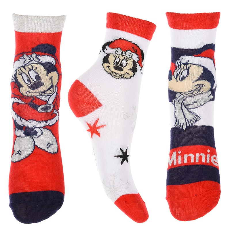 Calzini 3 Pezzi Natale Minnie DISNEY in Spugna Tre Paia Bambini - Hw0691