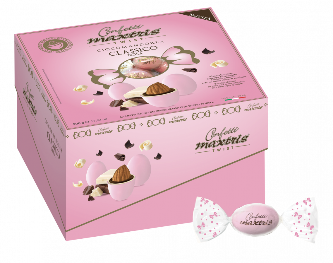 Confetti Maxtris Ciocomandorla Classico Rosa Monoporzione Mandorla Tostata 500 Gr. Confettata