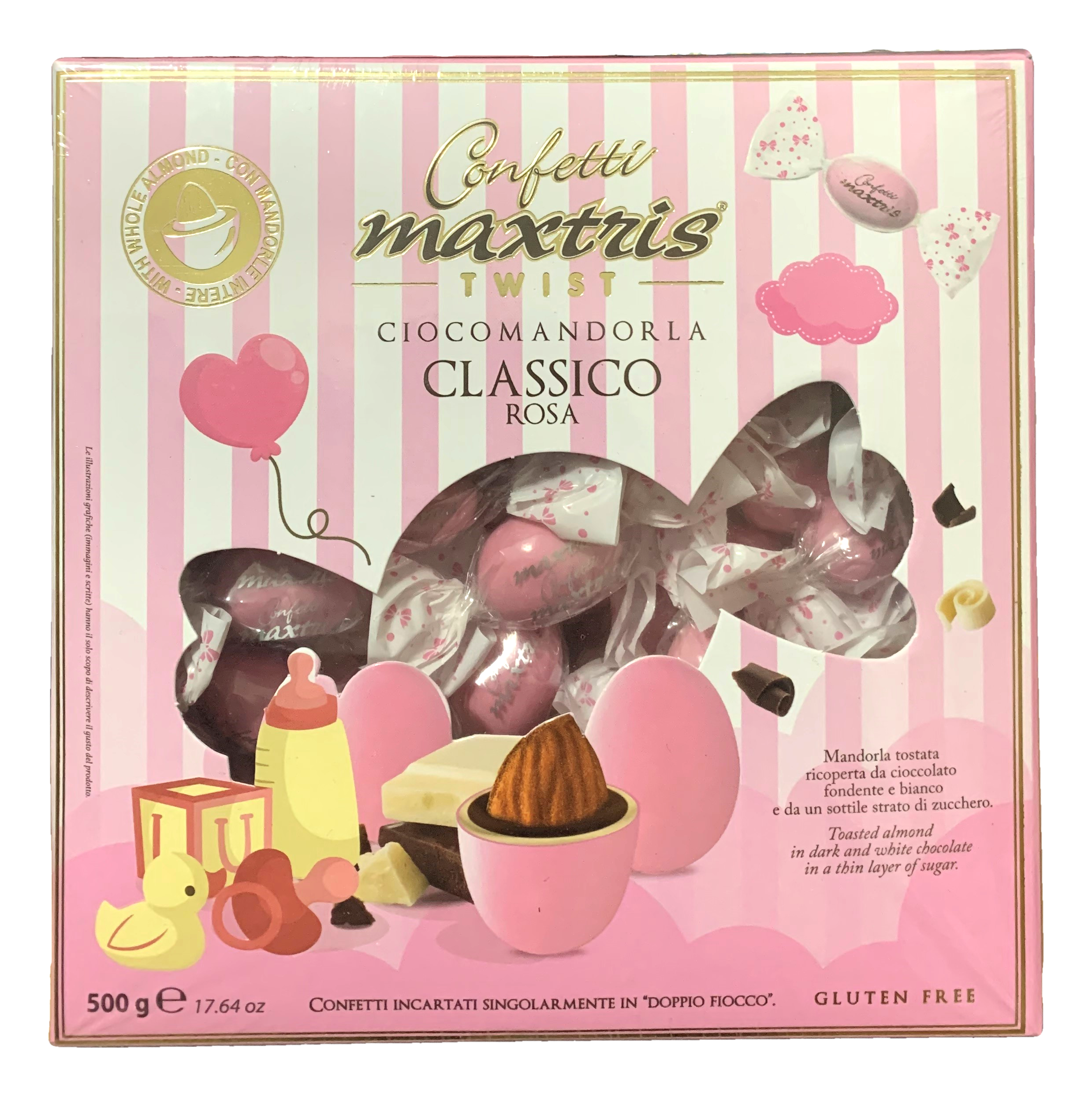 Confetti Maxtris Ciocomandorla Classico Rosa Monoporzione Mandorla Tostata 500 Gr. Confettata