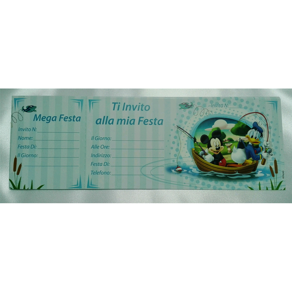 Inviti Festa Biglietti Topolino e Paperino DISNEY Barca 15 Pz - 420236