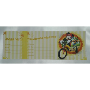 Inviti Festa Biglietti Topolino e Pippo DISNEY Bicicletta 15 Pz - 420236