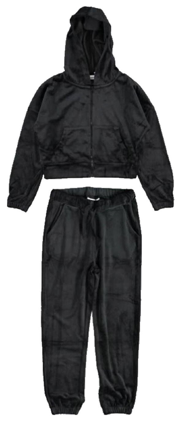 Tuta in Ciniglia Felpa con Cappuccio Pantalone Yours Junior Bambina Ragazza - Ay9096