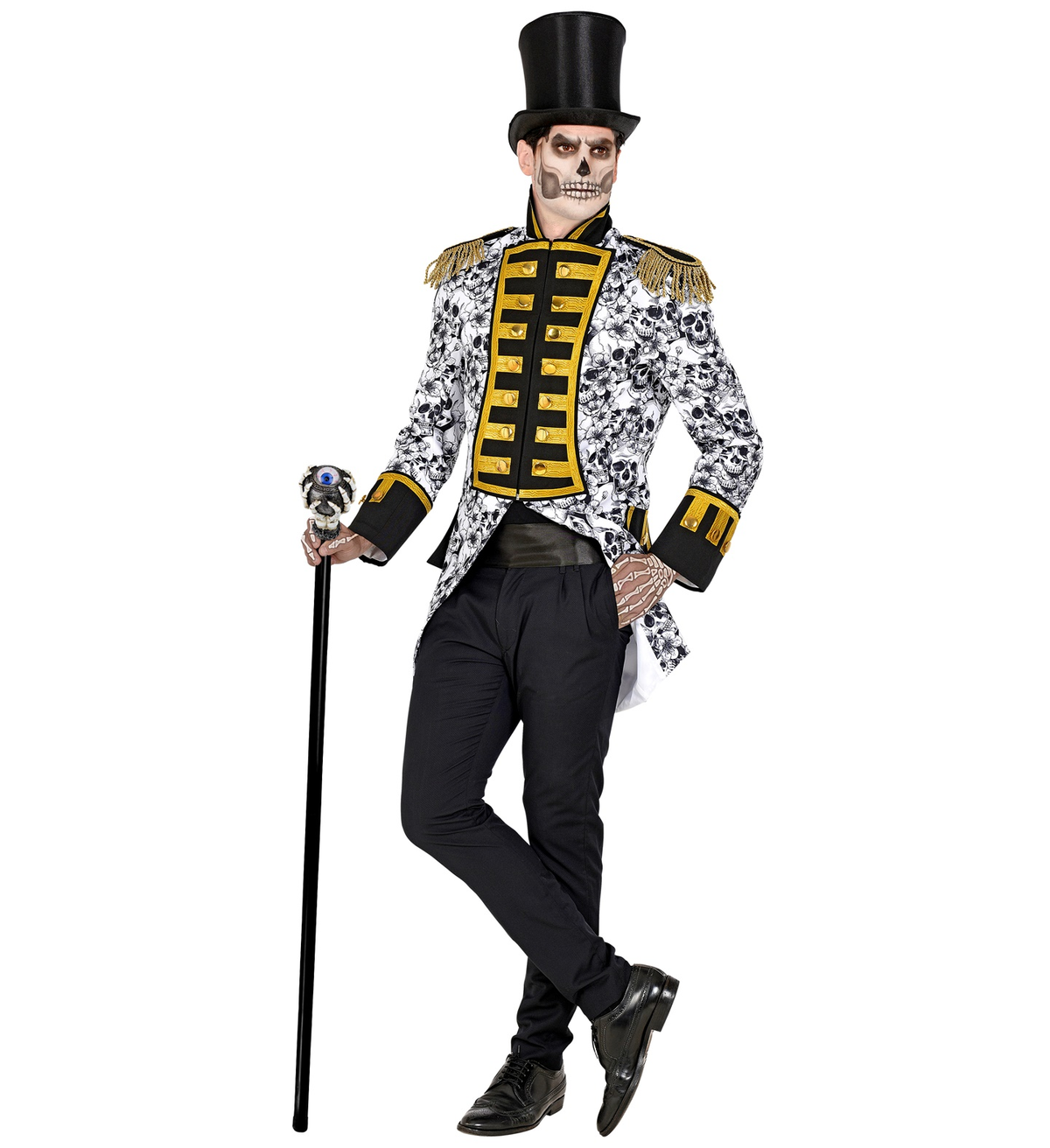 Bastone Scheletro con Occhio Galleggiante Abbattibile Accessori per Abito Vestito Travestimento Carnevale 110 CM - 16788