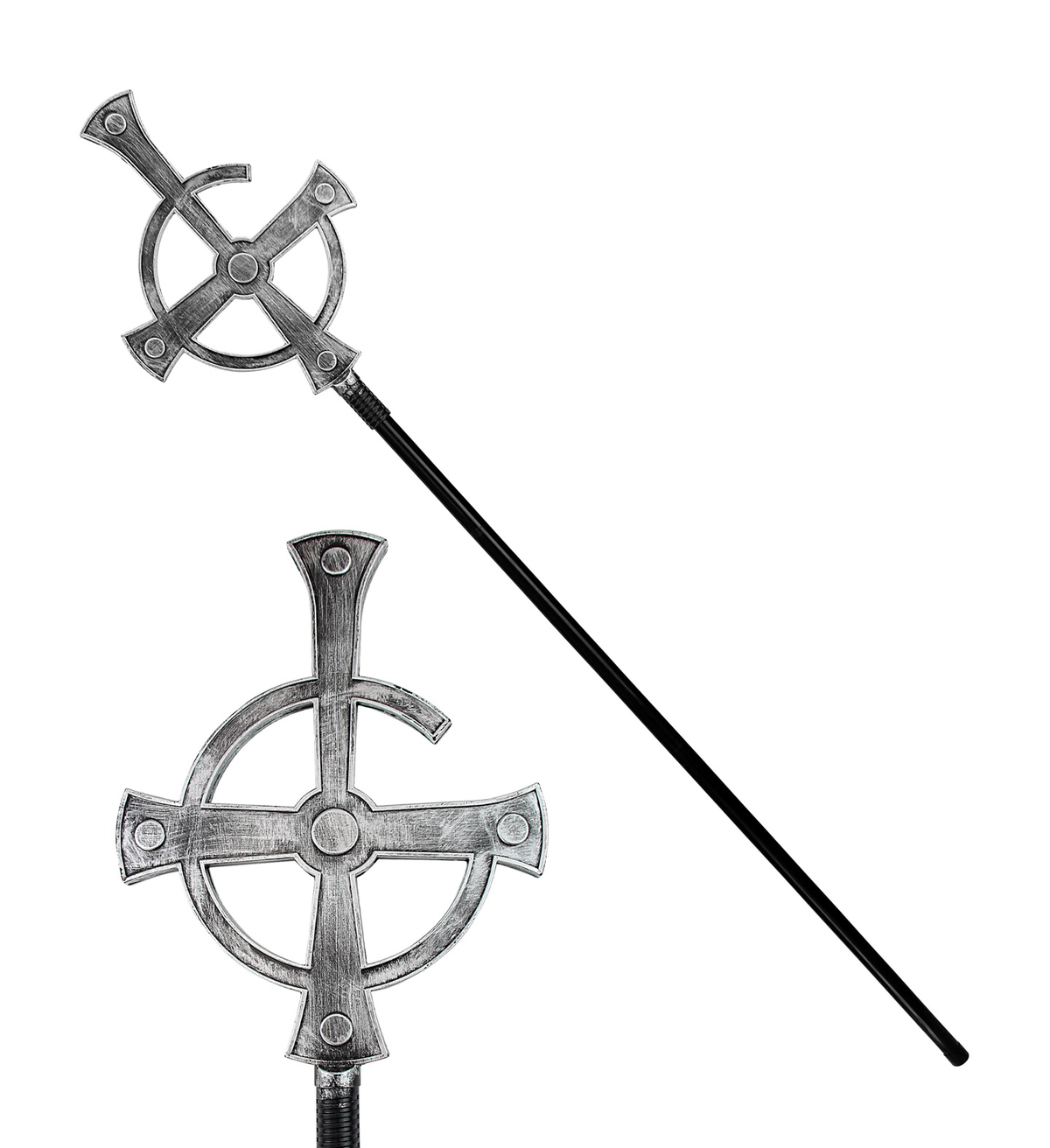 Bastone Pastorale Messa Nera Abbattibile Accessori per Abito Vestito Travestimento Carnevale 145 CM - 16789
