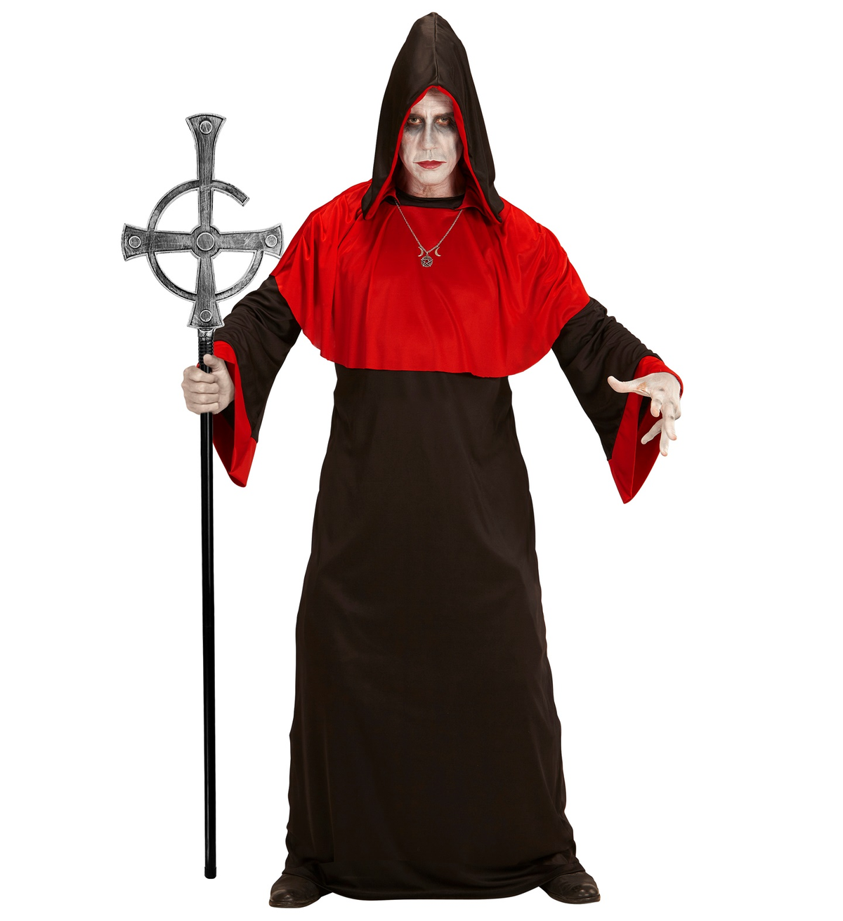 Bastone Pastorale Messa Nera Abbattibile Accessori per Abito Vestito Travestimento Carnevale 145 CM - 16789