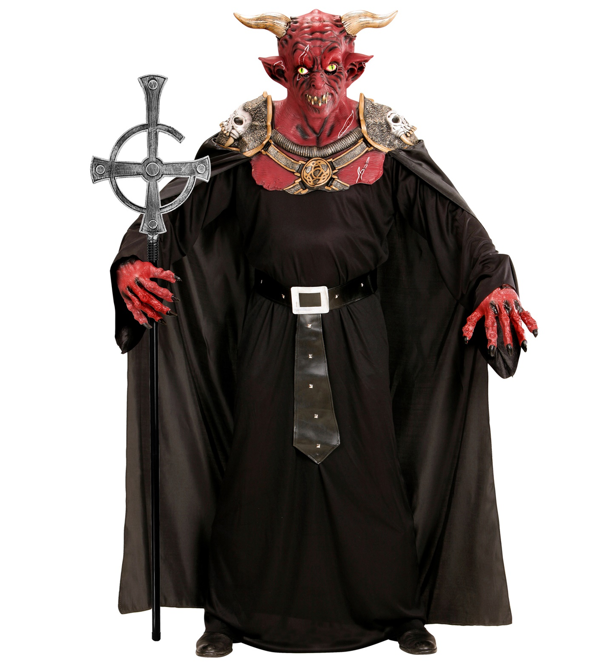 Bastone Pastorale Messa Nera Abbattibile Accessori per Abito Vestito Travestimento Carnevale 145 CM - 16789