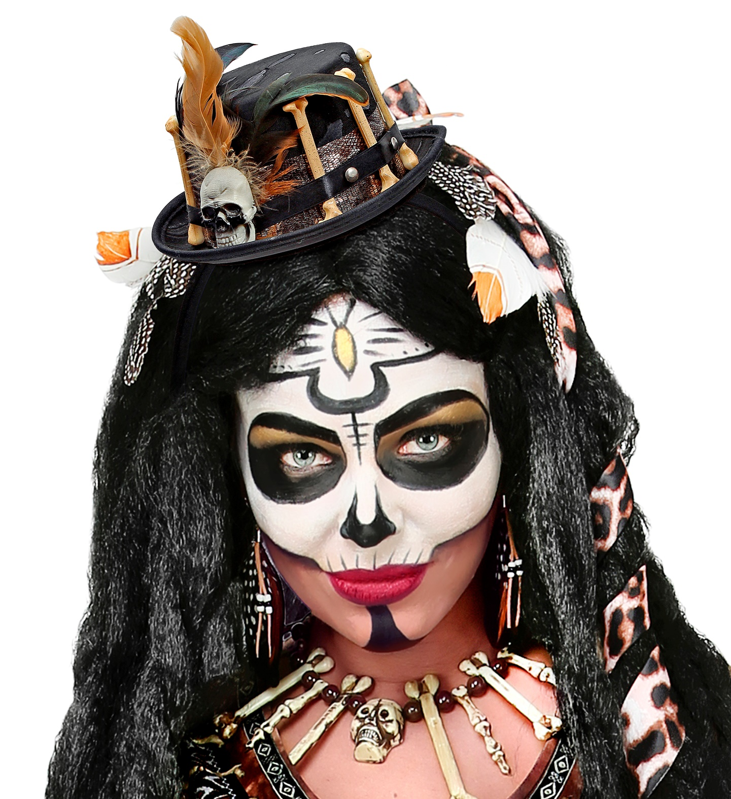 Cerchietto con Mini Cappello Vodoo Accessori per Abito Vestito Travestimento Carnevale Halloween - 00811