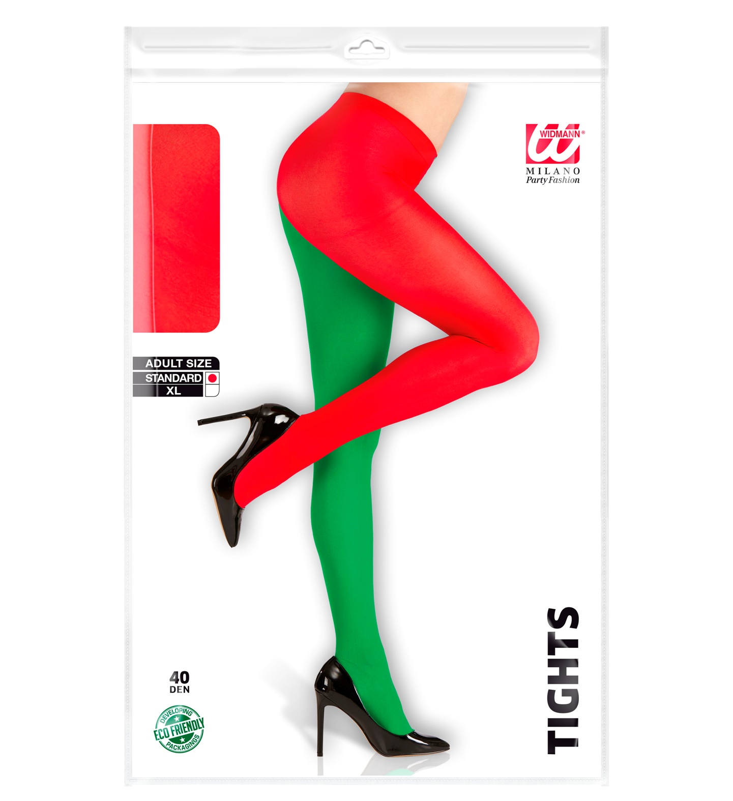 Calze Bicolore Rosso/verde 40 Den Tg Unica Adulto Accessorio Travestimento Halloween