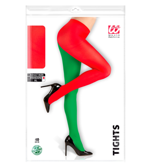 Calze Bicolore Rosso/verde 40 Den Tg Unica Adulto Accessorio Travestimento Halloween